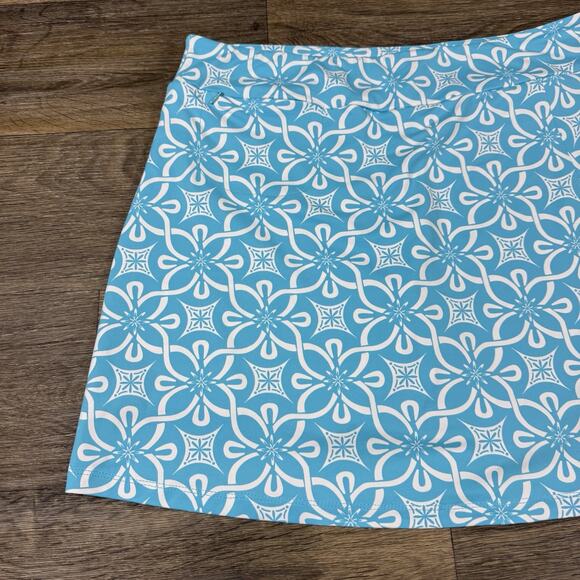 Lulu B L Skort Zippered Thigh Slit Two Zip Pockets Light Blue White UPF 50 - Picture 2 of 11